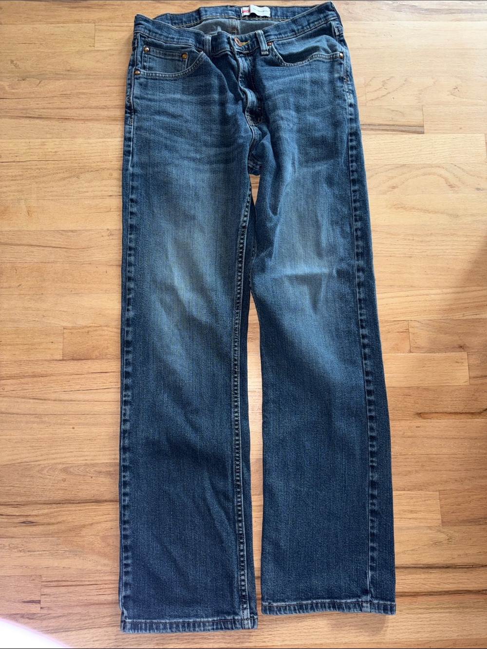 Wrangler Men’s Boot-Cut Jeans in Medium Blue Wash